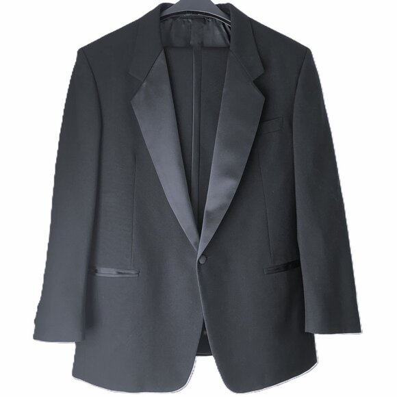 Sandini “Viceroy” Black Tuxedo Satin Notch Lapel Jacket R46 Pants R41, 100% Wool - Picture 1 of 10